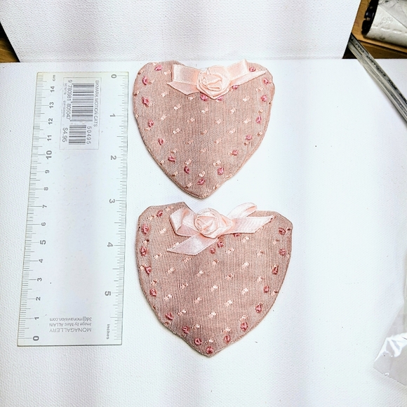 Ornaments, Satin, Hearts, Victorian, Handmade, Decorations Valentines day, pink - Picture 5 of 6